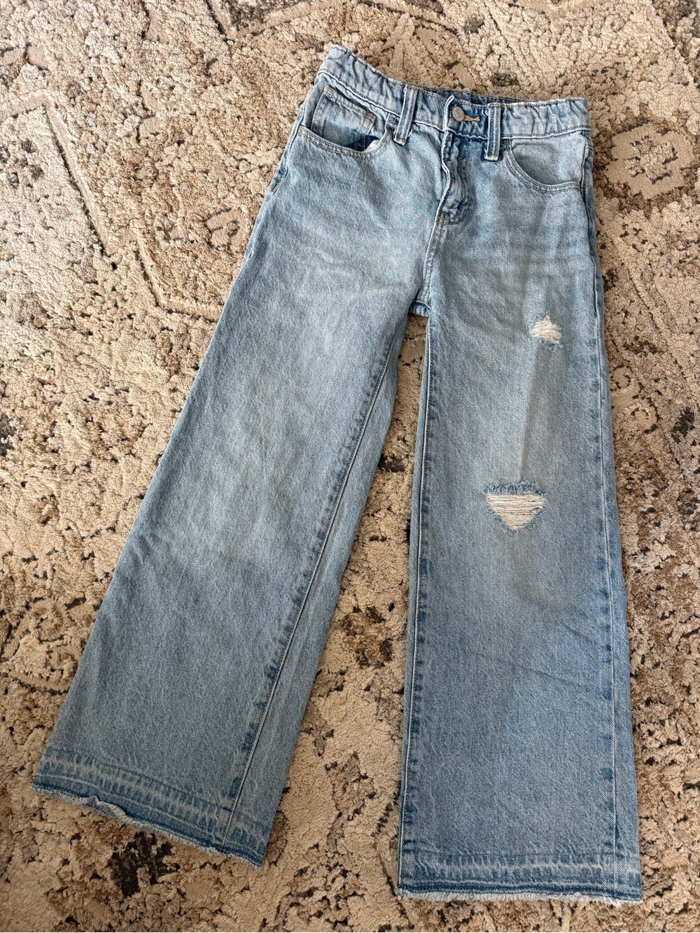 Old Navy Light Blue Distressed Wide-Leg Kids Jeans